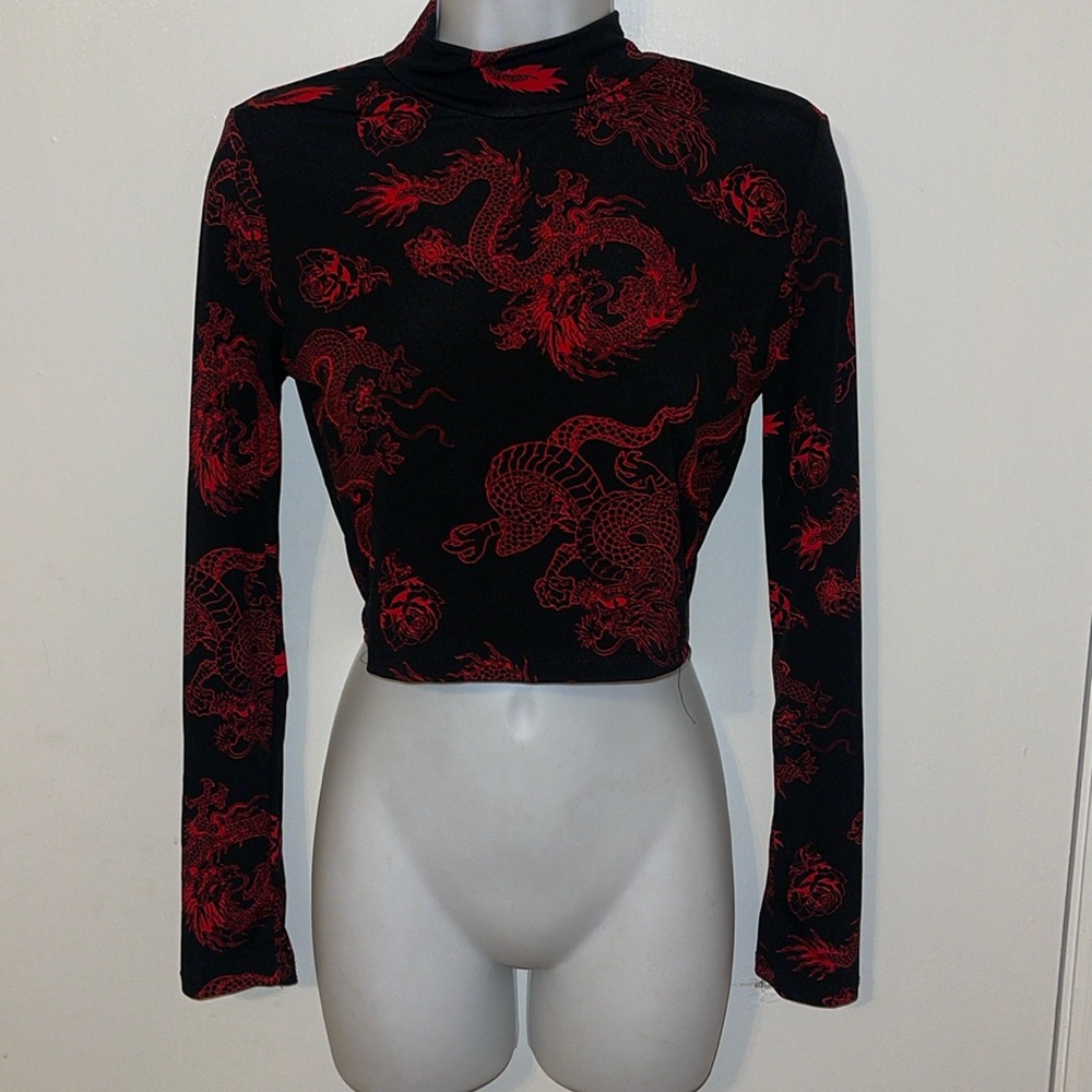 NWOT Dragon crop longsleeve open back chain